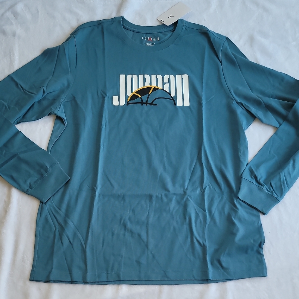 Jordan Teal Long Sleeve Shirt with Logo